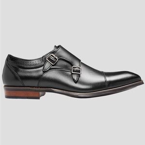 Stacy Adams Bayne Leather Cap Toe Double Monk Strap Dress Shoes
